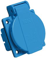 Розетка кабельная встраиваемая IEK КНР РП10-3 16А 2Р+E 230В IР44 синий картинка 